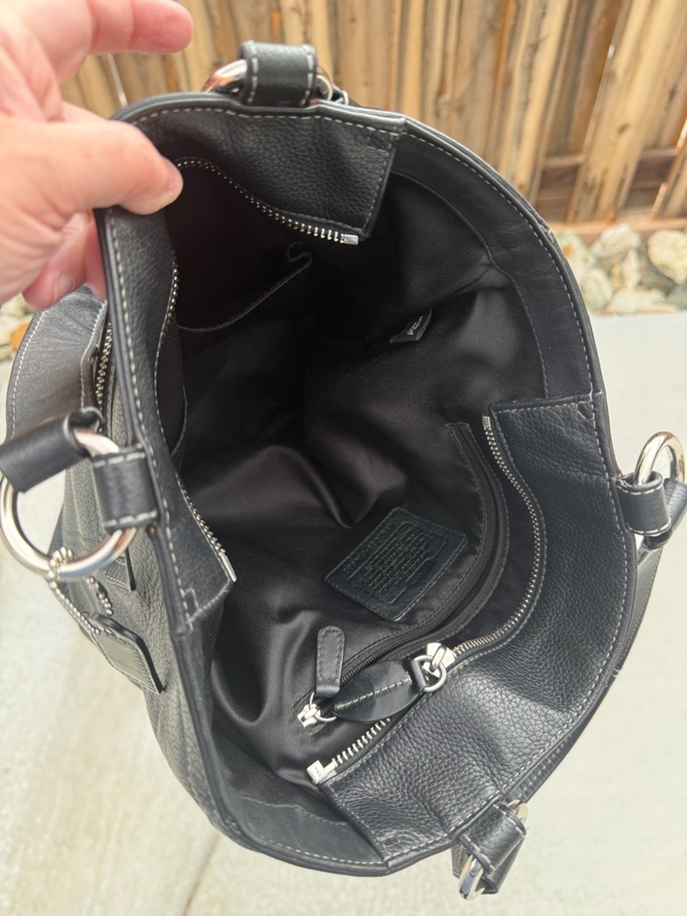 Coach Black Leather Shoulder Tote with Silver Hardware - Picture 12 of 16